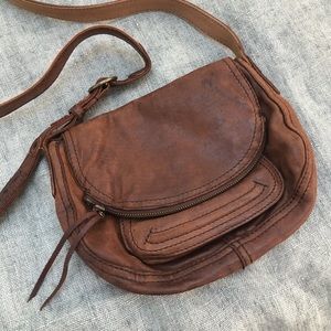 Lucky Brand Leather Stash Pocket Crossbody Handbag
